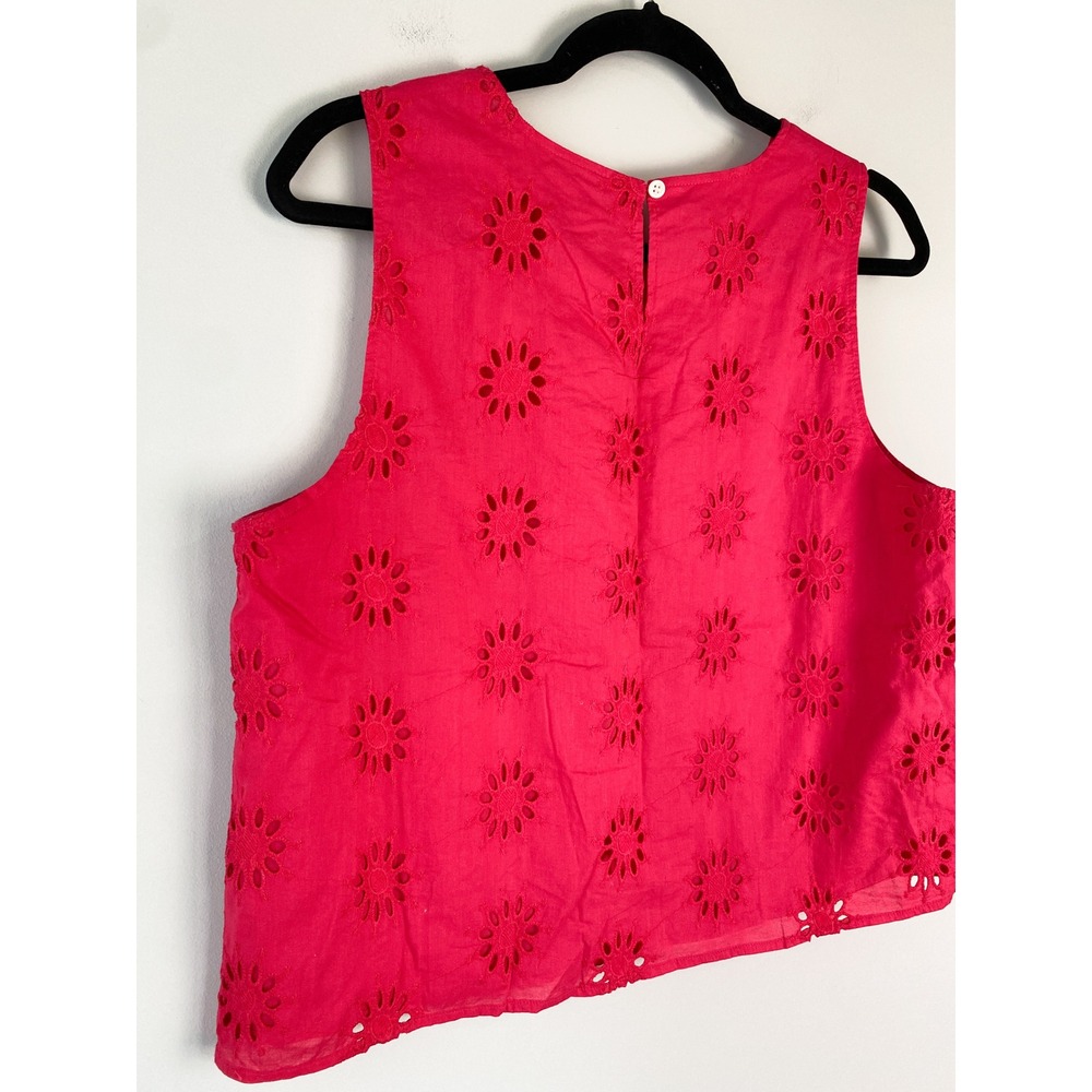 J Crew Womens Eyelet Shell Tank Top M Pink Preppy Summer Coastal Sleeveless - Picture 6 of 8